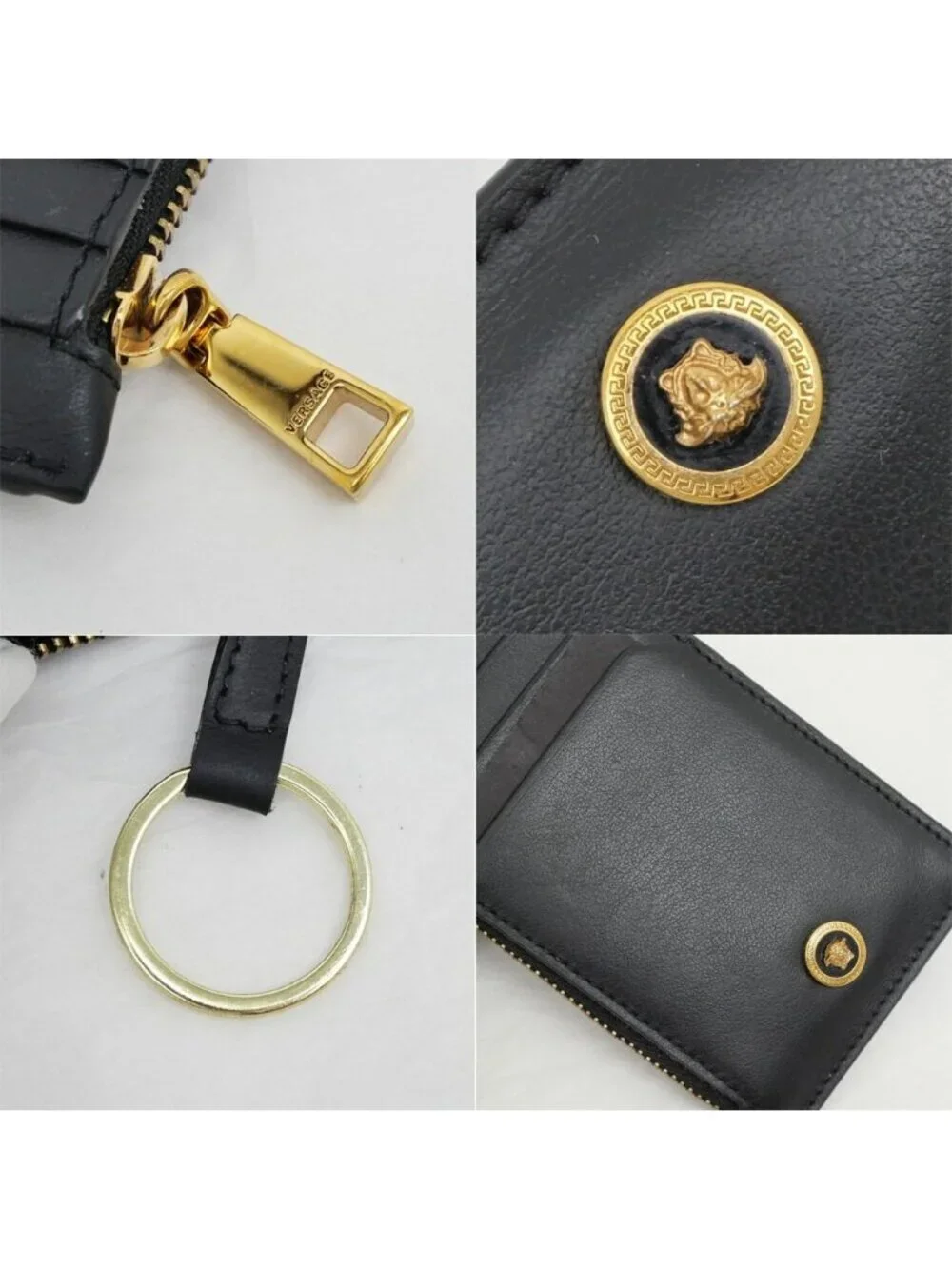 Versace Fragment Case Leather Black Medusa Gold Card